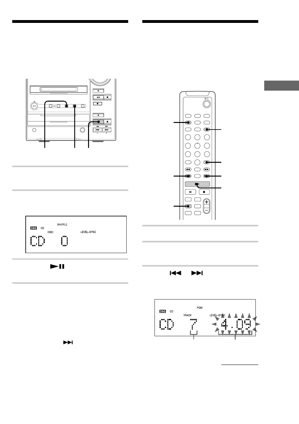 Playing cd tracks in random order — shuffle play, Programing cd tracks — program play, Playing cd tracks in random order | Programing cd tracks | Sony CMT-CP33MD User Manual | Page 23 / 88