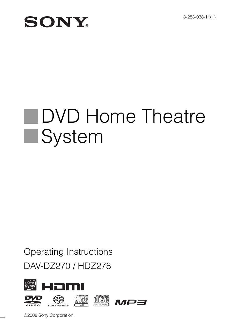 Sony DAV-DZ270 User Manual | 112 pages