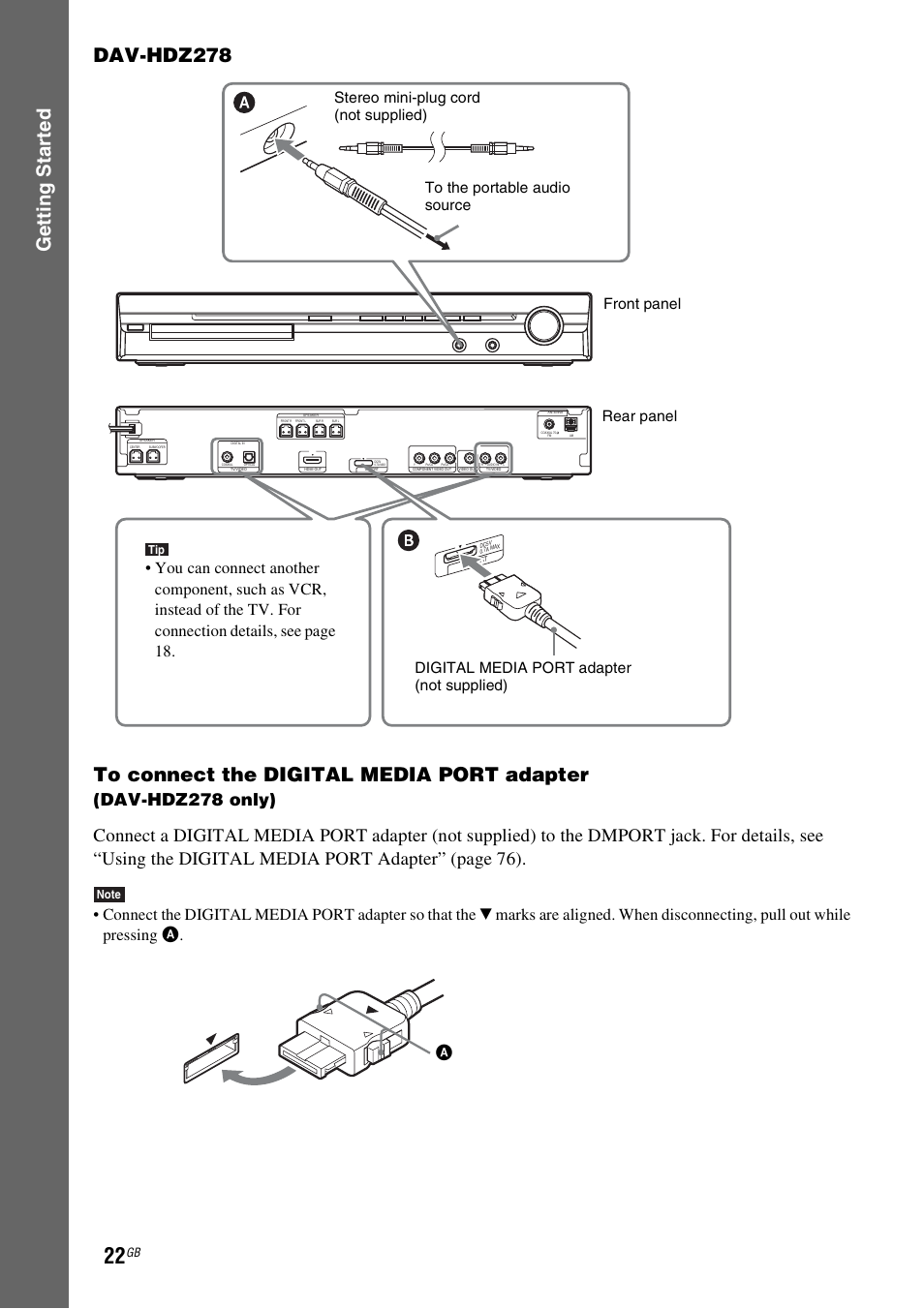 Dav-hdz278 only) | Sony DAV-DZ270 User Manual | Page 22 / 112