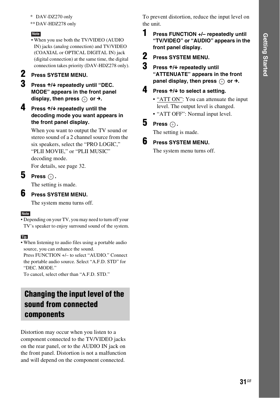 Sony DAV-DZ270 User Manual | Page 31 / 112