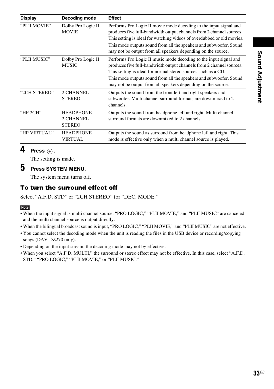 Sony DAV-DZ270 User Manual | Page 33 / 112