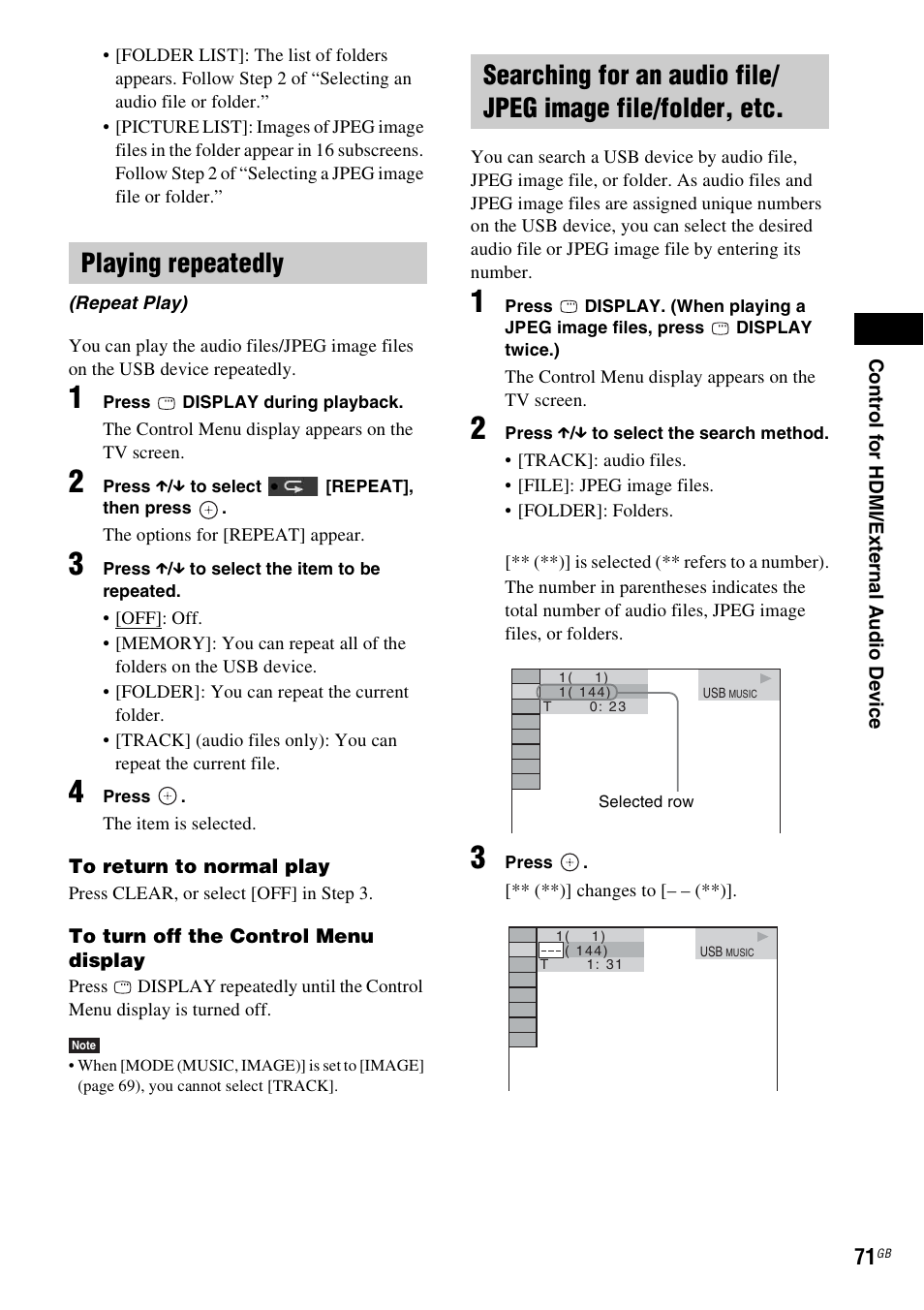 Playing repeatedly | Sony DAV-DZ270 User Manual | Page 71 / 112
