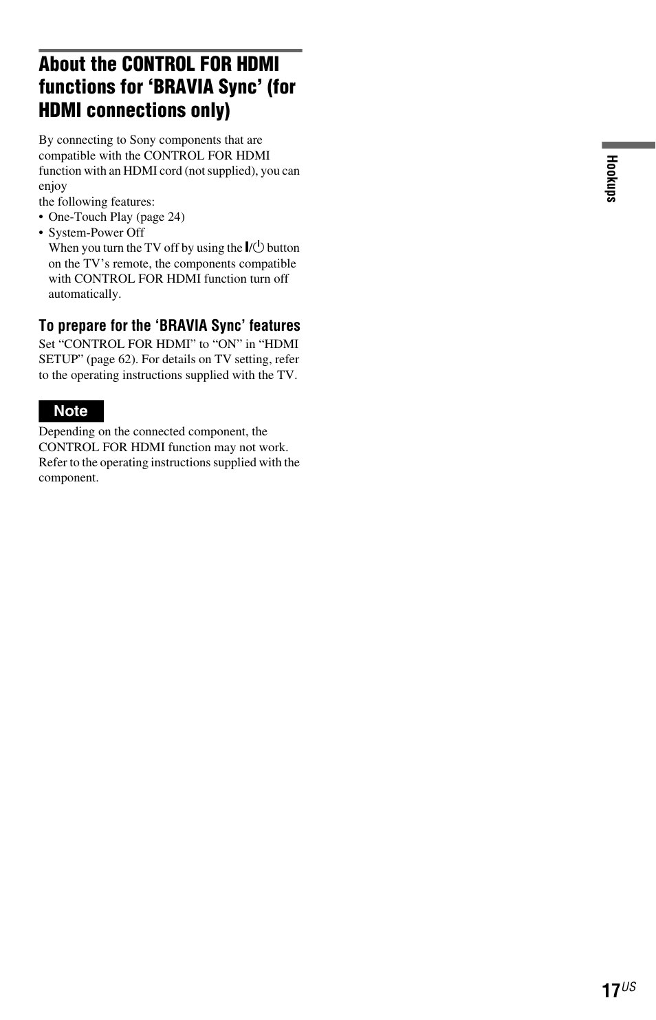 For hdmi connections only) | Sony DVP-NC800H User Manual | Page 17 / 88