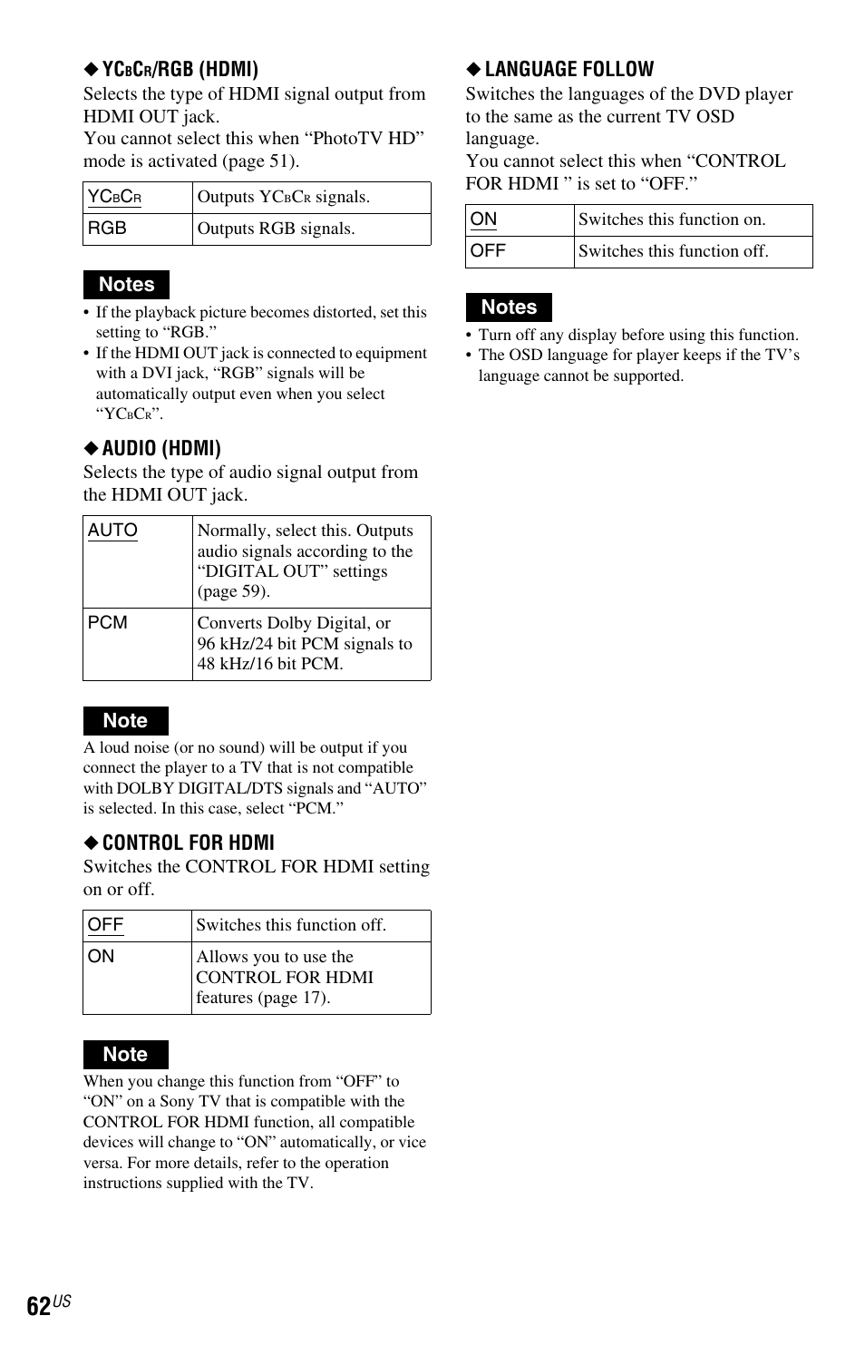 Sony DVP-NC800H User Manual | Page 62 / 88