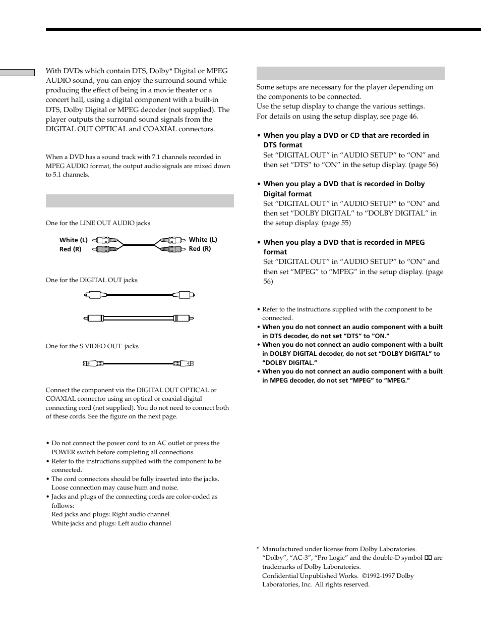 1 channel surround hookups | Sony DVP-K330 User Manual | Page 12 / 72