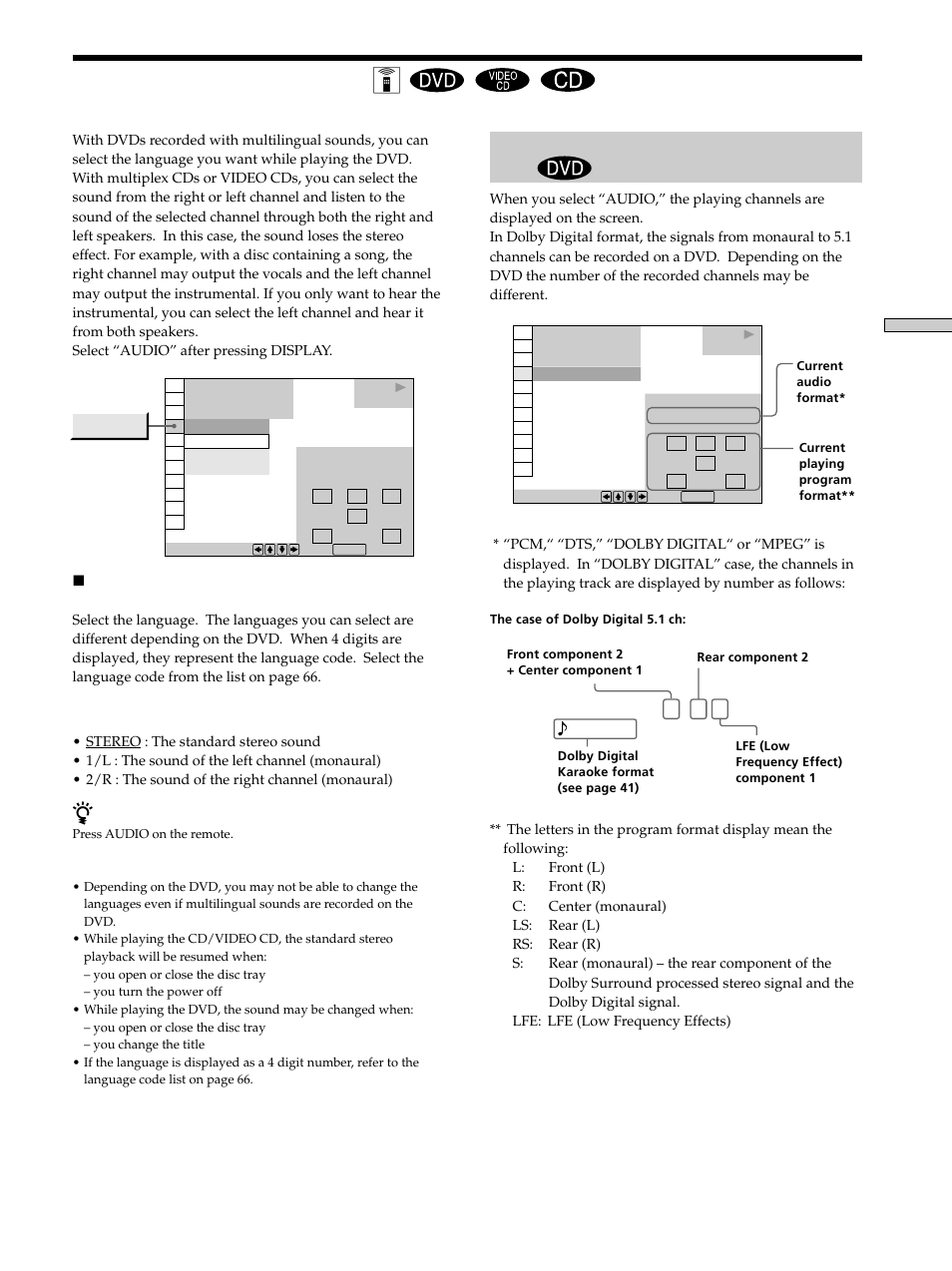 Changing the sounds, Changing the sounds 29, Changing the sounds z | Karaoke dolby digital 3 / 2. 1 | Sony DVP-K330 User Manual | Page 29 / 72