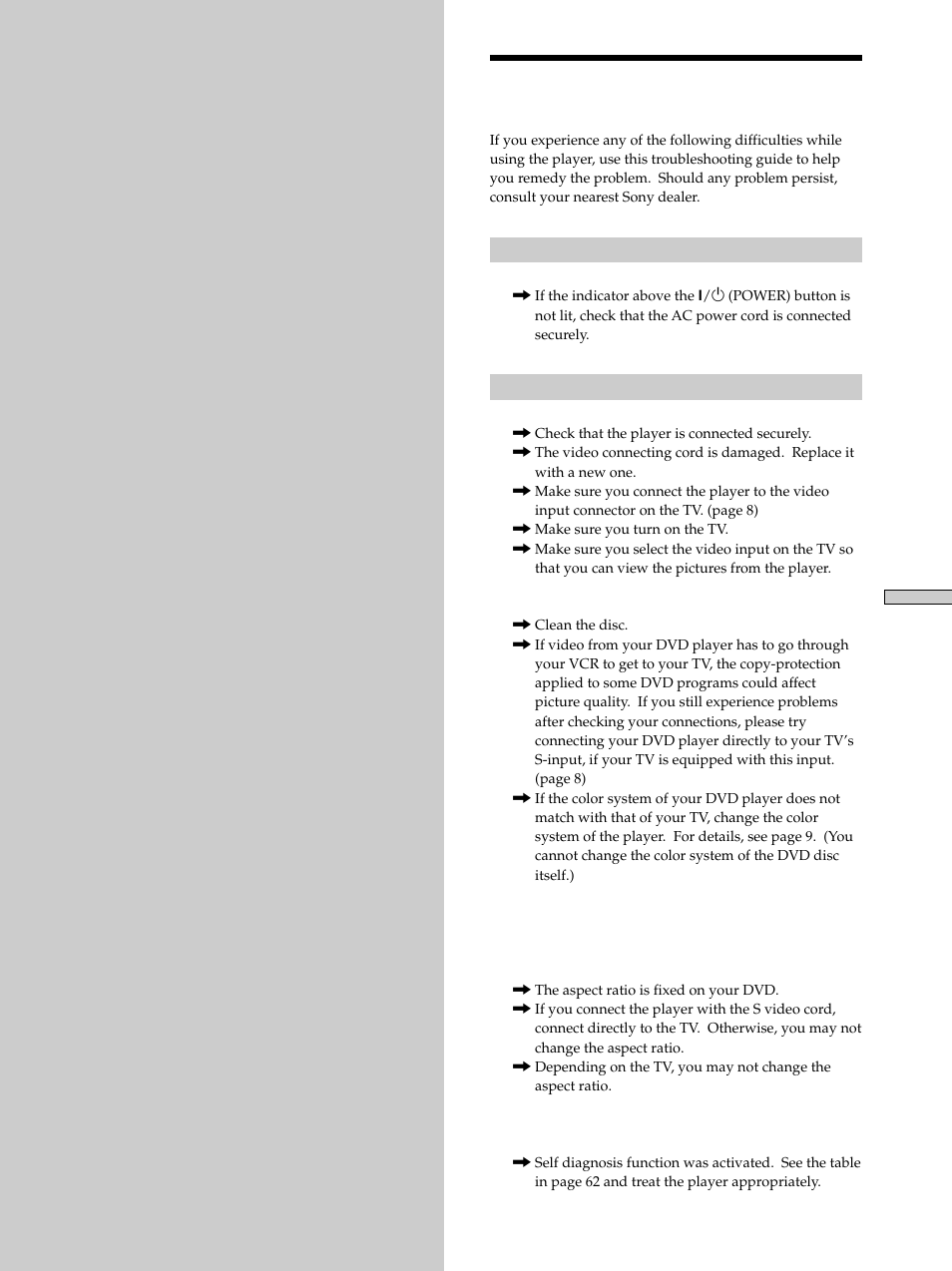 Additional information, Troubleshooting, Troubleshooting 59 | Sony DVP-K330 User Manual | Page 59 / 72