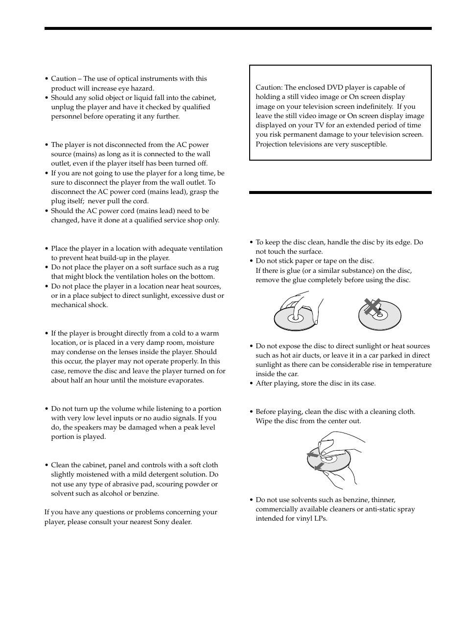 Precautions, Notes on discs, Precautions 6 notes on discs 6 | Sony DVP-K330 User Manual | Page 6 / 72