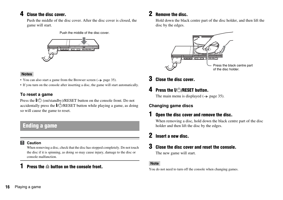 Ending a game | Sony SCPH-75002 User Manual | Page 16 / 56