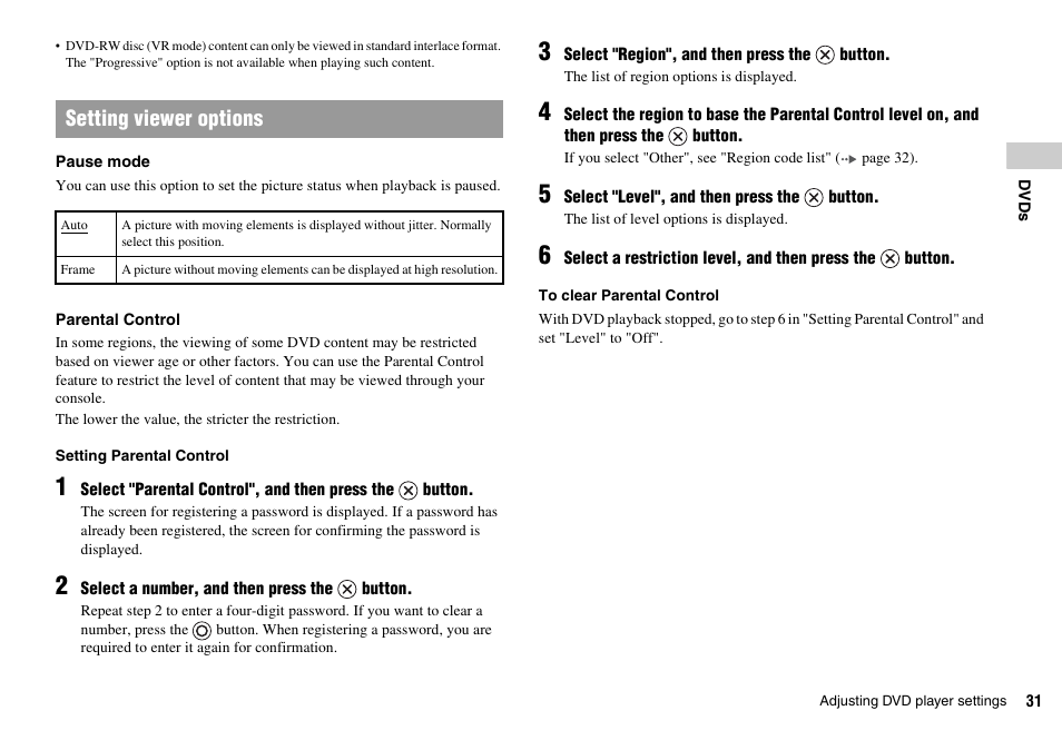 Setting viewer options | Sony SCPH-75002 User Manual | Page 31 / 56