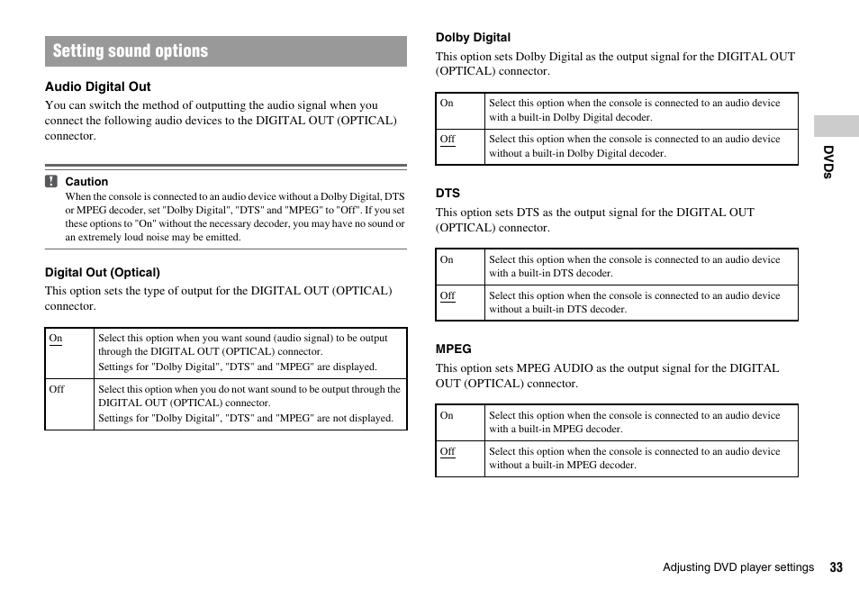 Setting sound options | Sony SCPH-75002 User Manual | Page 33 / 56