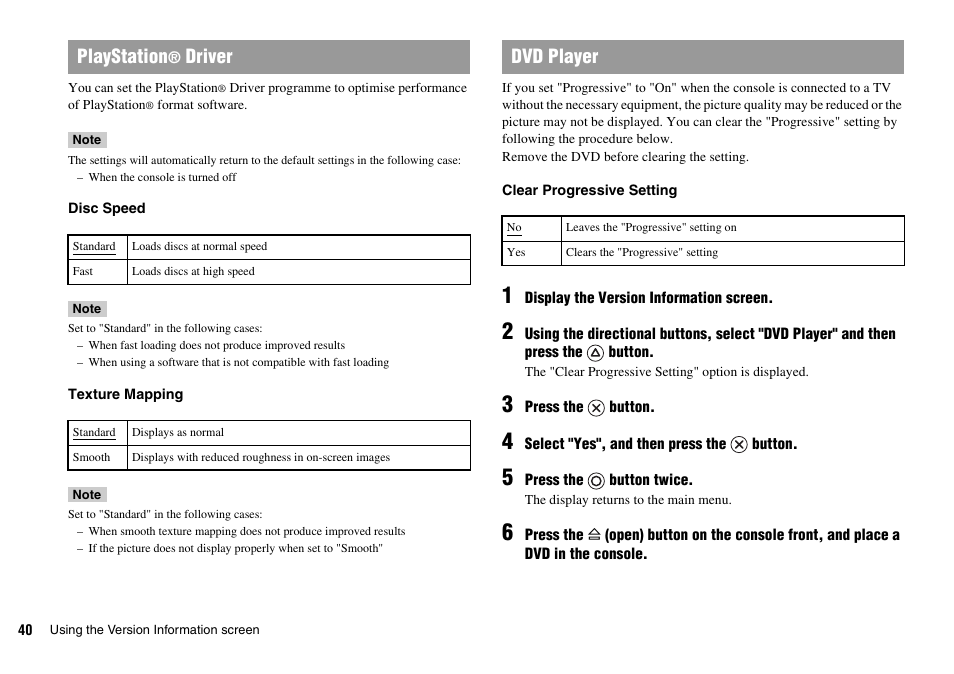 Playstation, Driver, Dvd player | Sony SCPH-75002 User Manual | Page 40 / 56