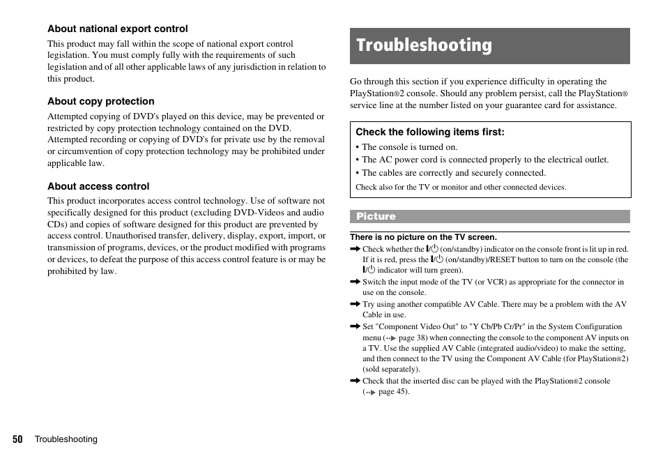 Troubleshooting | Sony SCPH-75002 User Manual | Page 50 / 56