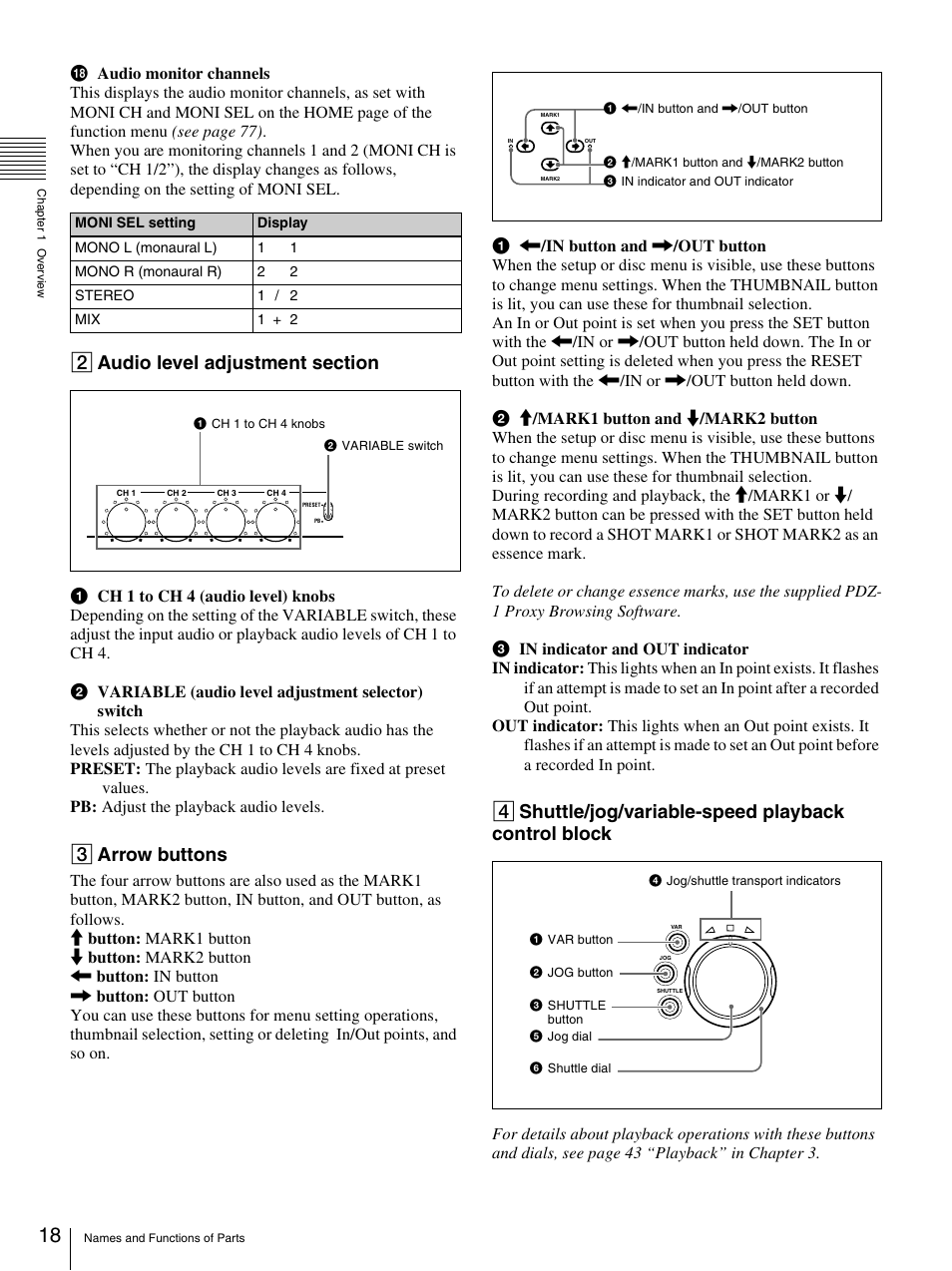3 arrow buttons | Sony PDW-F30 User Manual | Page 18 / 115