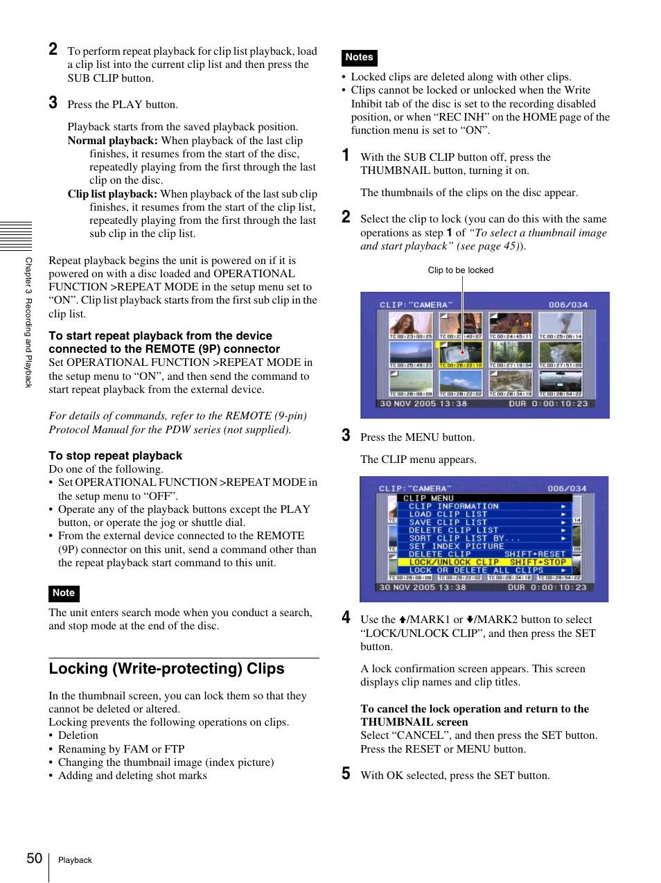 Locking (write-protecting) clips | Sony PDW-F30 User Manual | Page 50 / 115