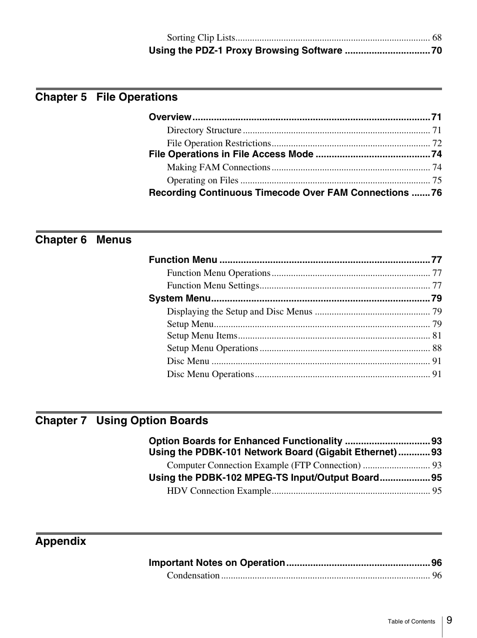 Sony PDW-F30 User Manual | Page 9 / 115