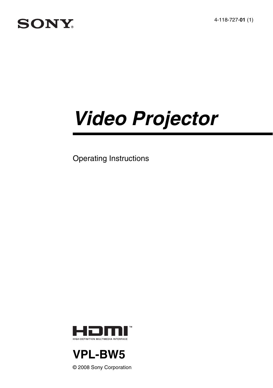 Sony VPL-BW5 User Manual | 64 pages