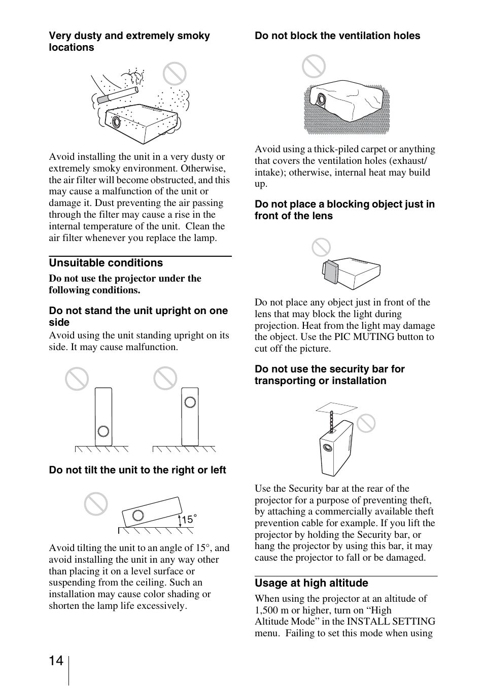 Sony VPL-BW5 User Manual | Page 14 / 64