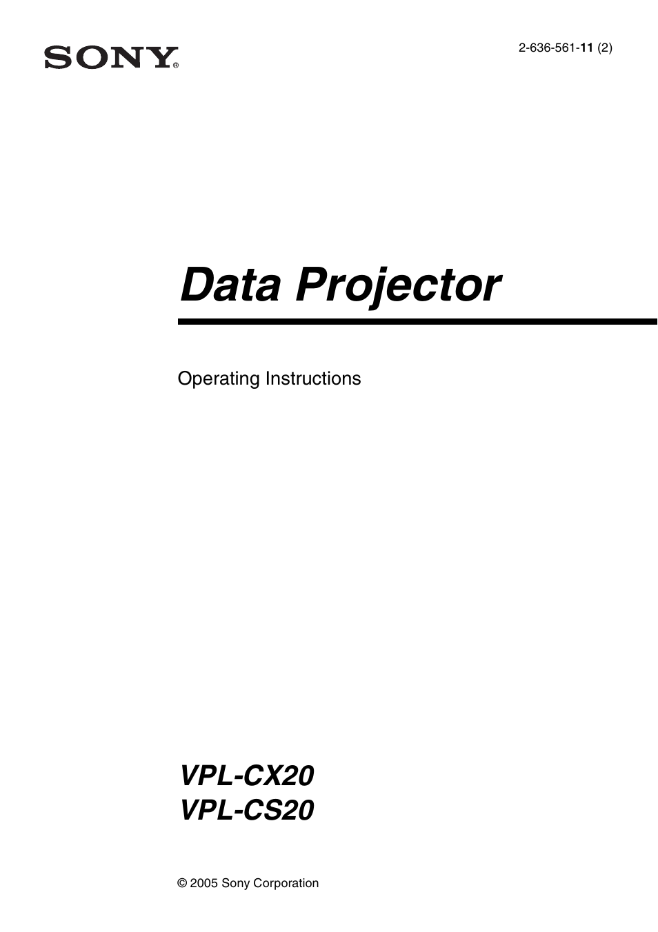 Sony VPL-CS20 User Manual | 46 pages