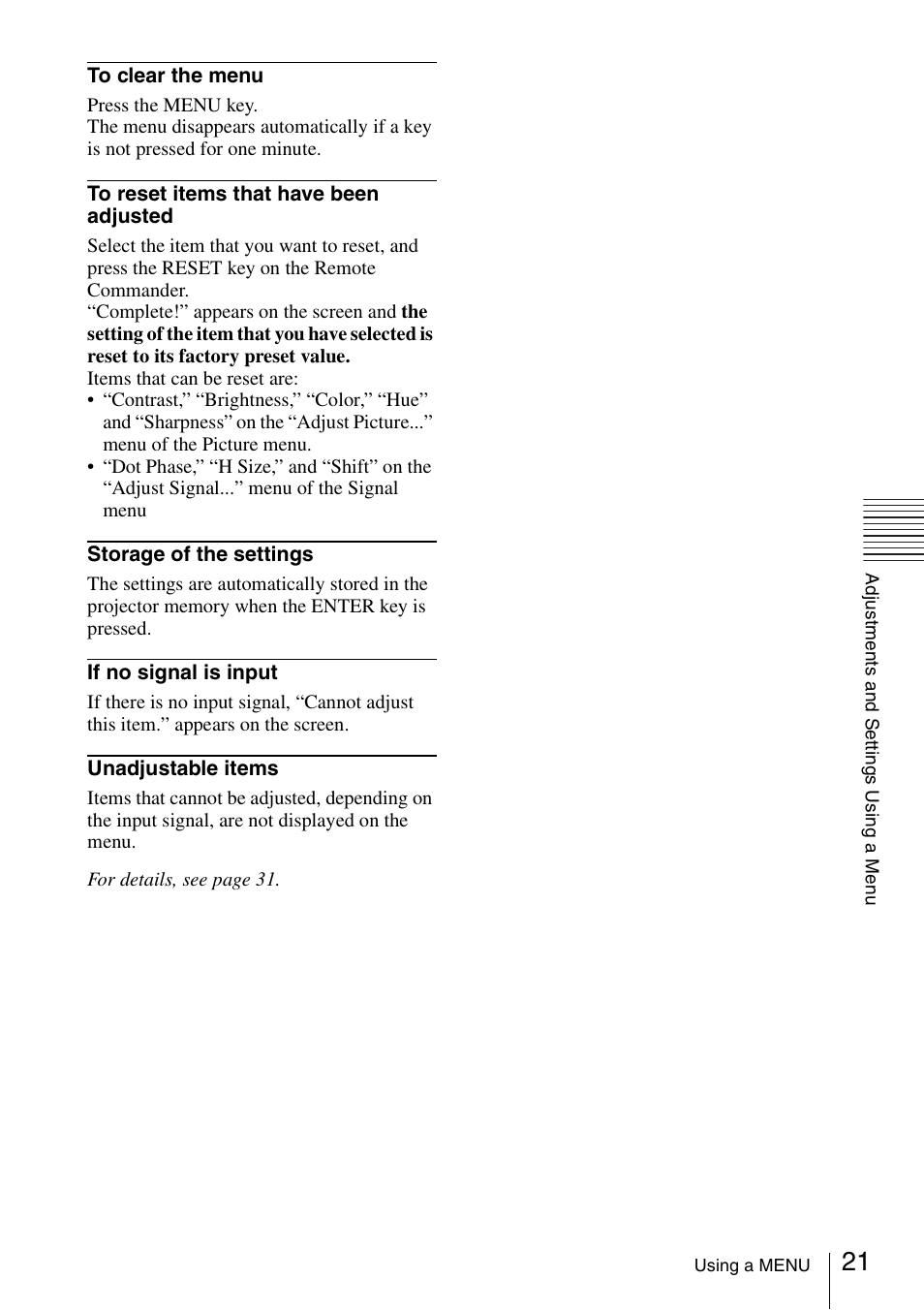 Sony VPL-CS20 User Manual | Page 21 / 46