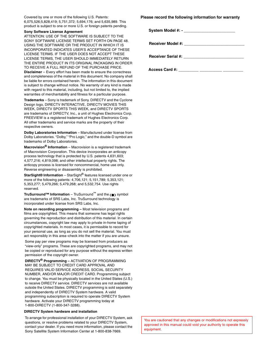 Sony SAT-A65A User Manual | Page 2 / 61