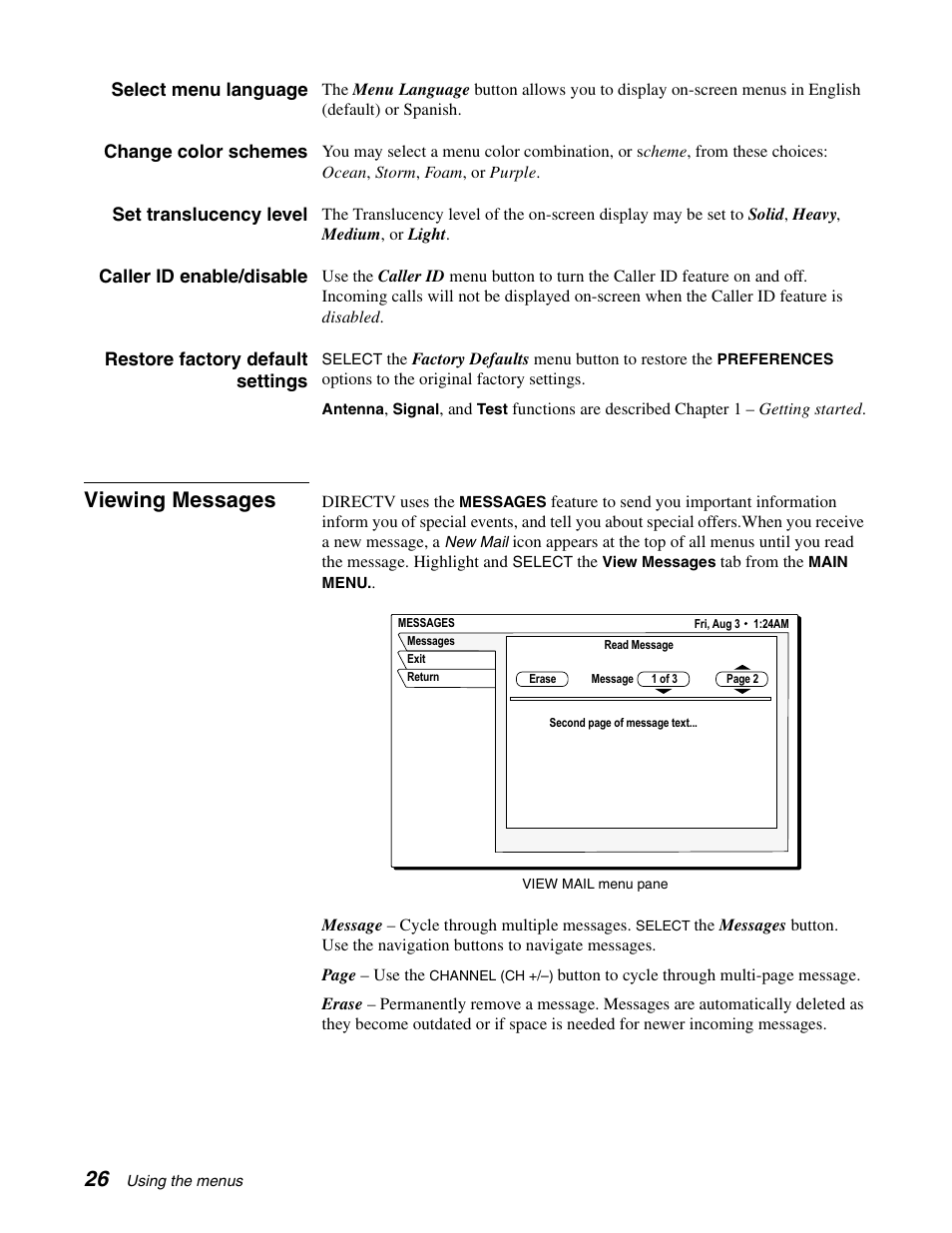 Viewing messages | Sony SAT-A65A User Manual | Page 34 / 61