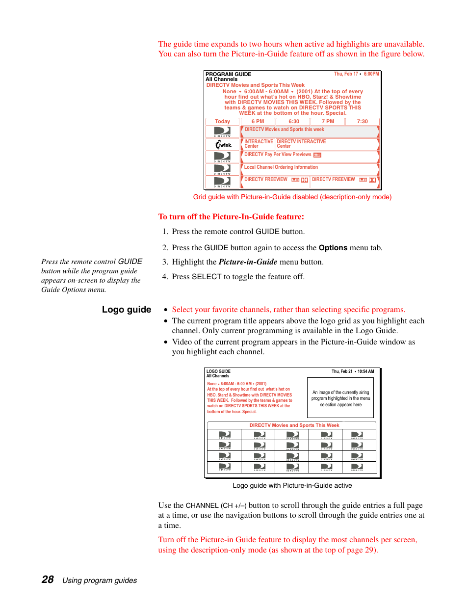 Logo guide, Button. 2. press the, Button again to access the | Menu tab | Sony SAT-A65A User Manual | Page 36 / 61