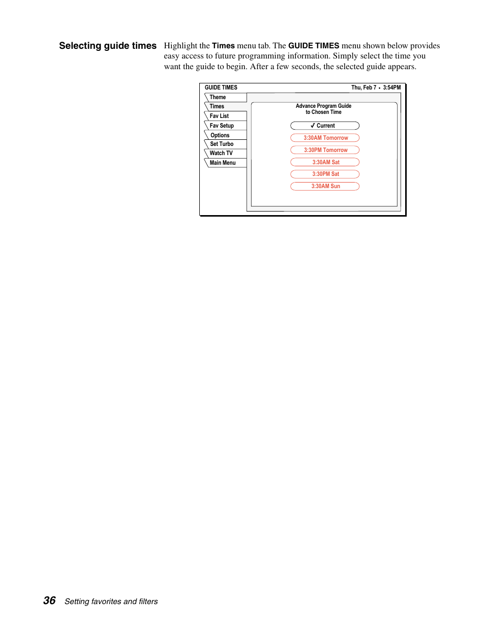 Selecting guide times | Sony SAT-A65A User Manual | Page 44 / 61