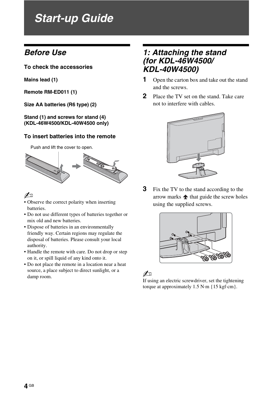 Start-up guide, Before use | Sony 4-106-868-11(1) User Manual | Page 4 / 55