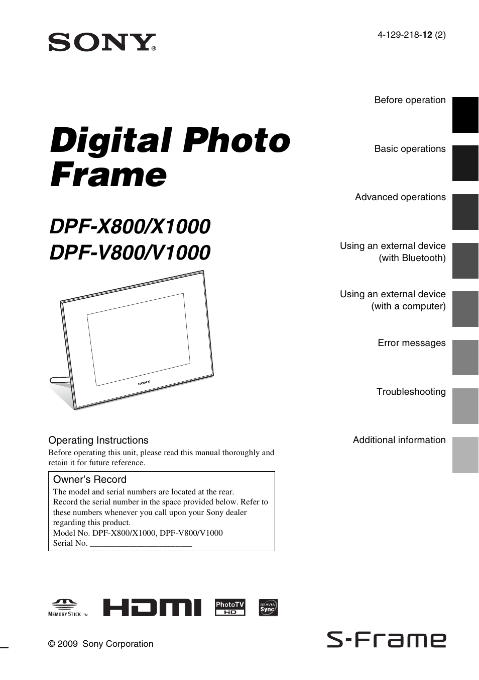 Sony DPF-V800 User Manual | 88 pages