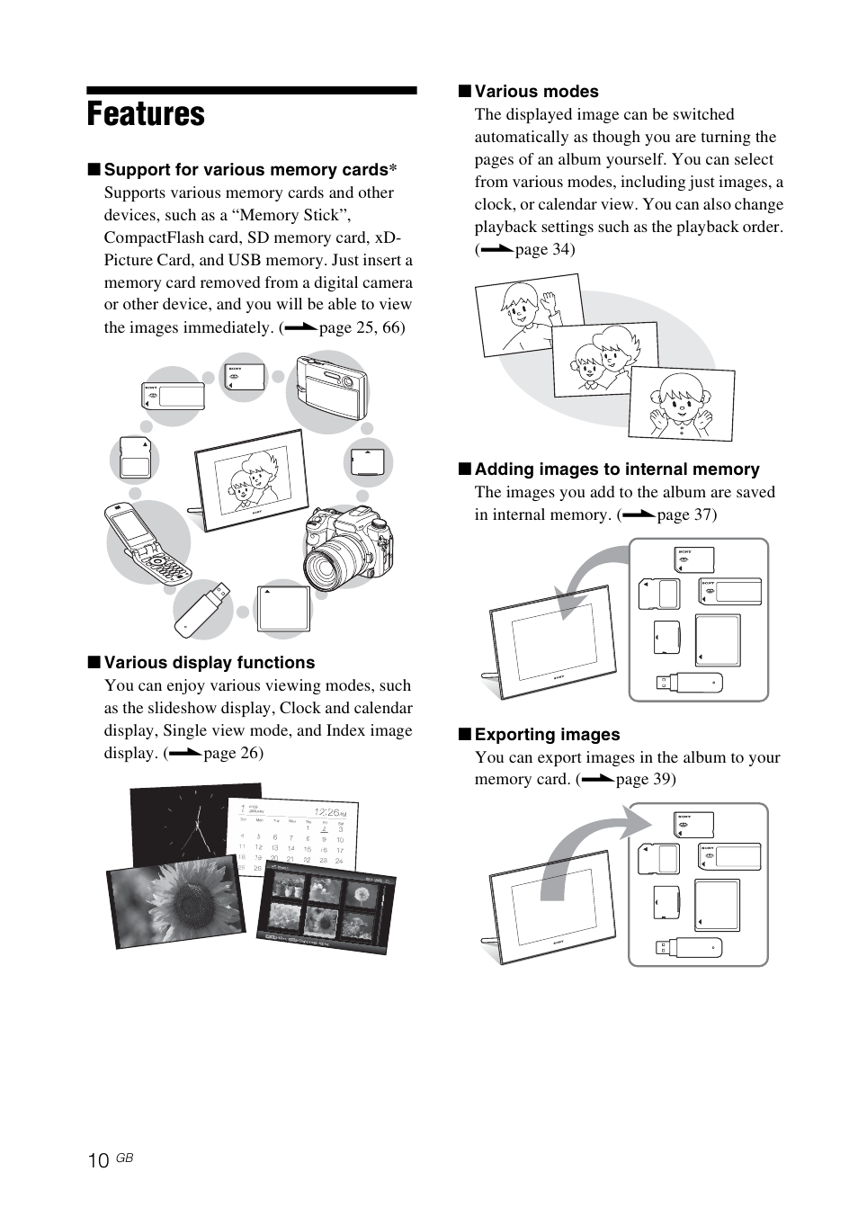 Features | Sony DPF-V800 User Manual | Page 10 / 88