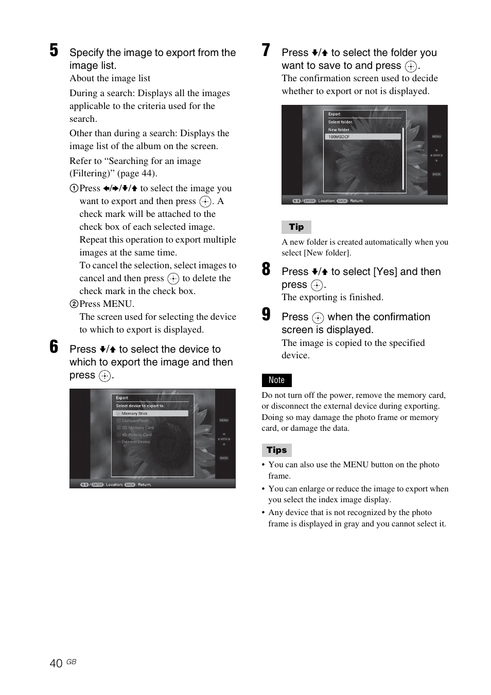 Sony DPF-V800 User Manual | Page 40 / 88