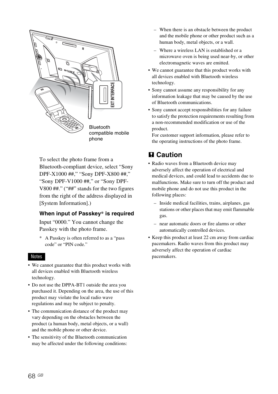 P caution | Sony DPF-V800 User Manual | Page 68 / 88