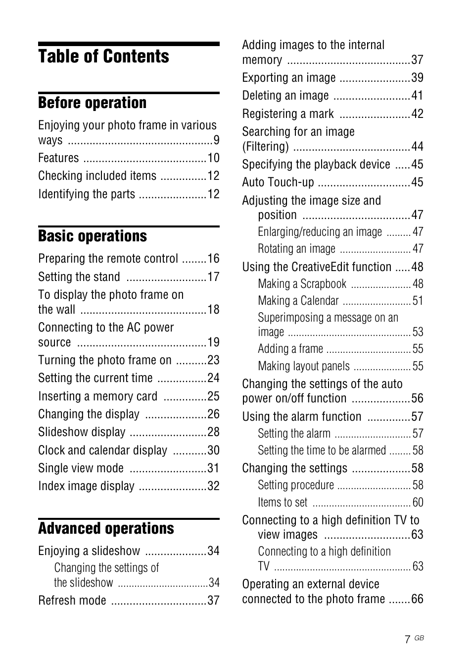 Sony DPF-V800 User Manual | Page 7 / 88
