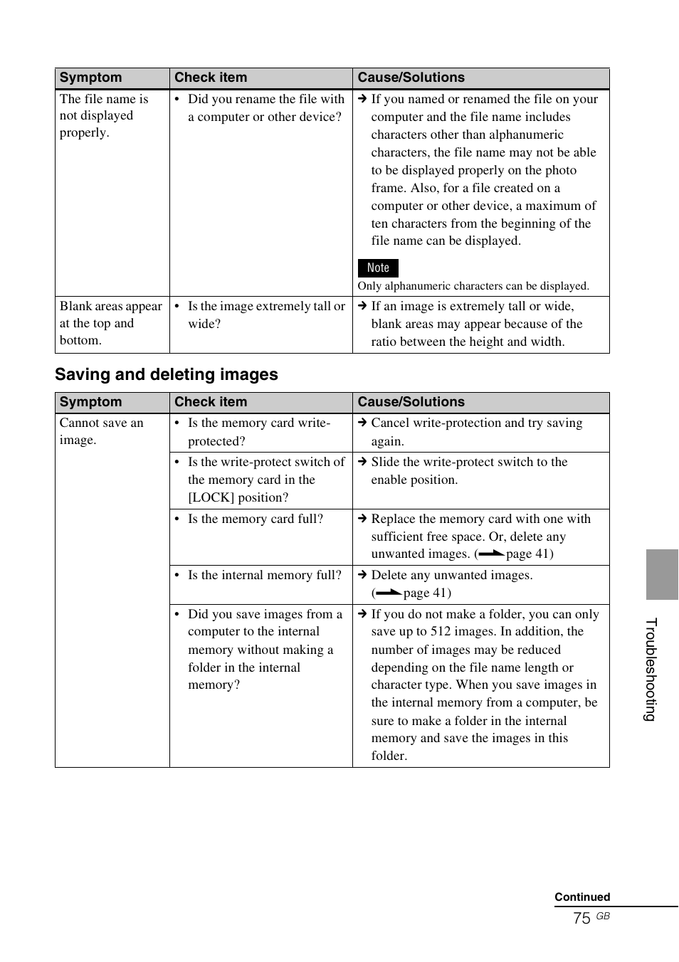 Saving and deleting images | Sony DPF-V800 User Manual | Page 75 / 88