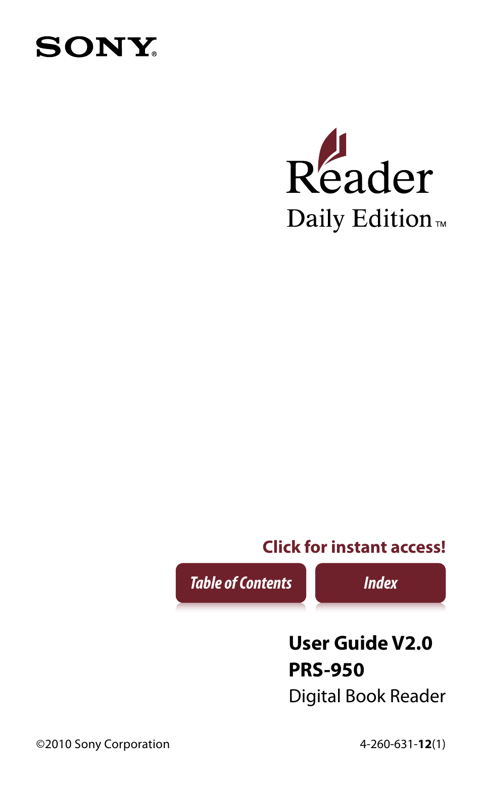 Sony Reader PRS-950 User Manual | 180 pages