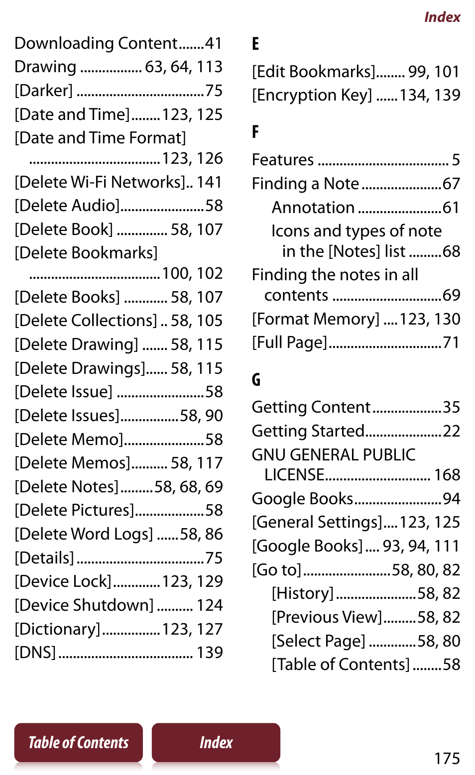 Sony Reader PRS-950 User Manual | Page 175 / 180