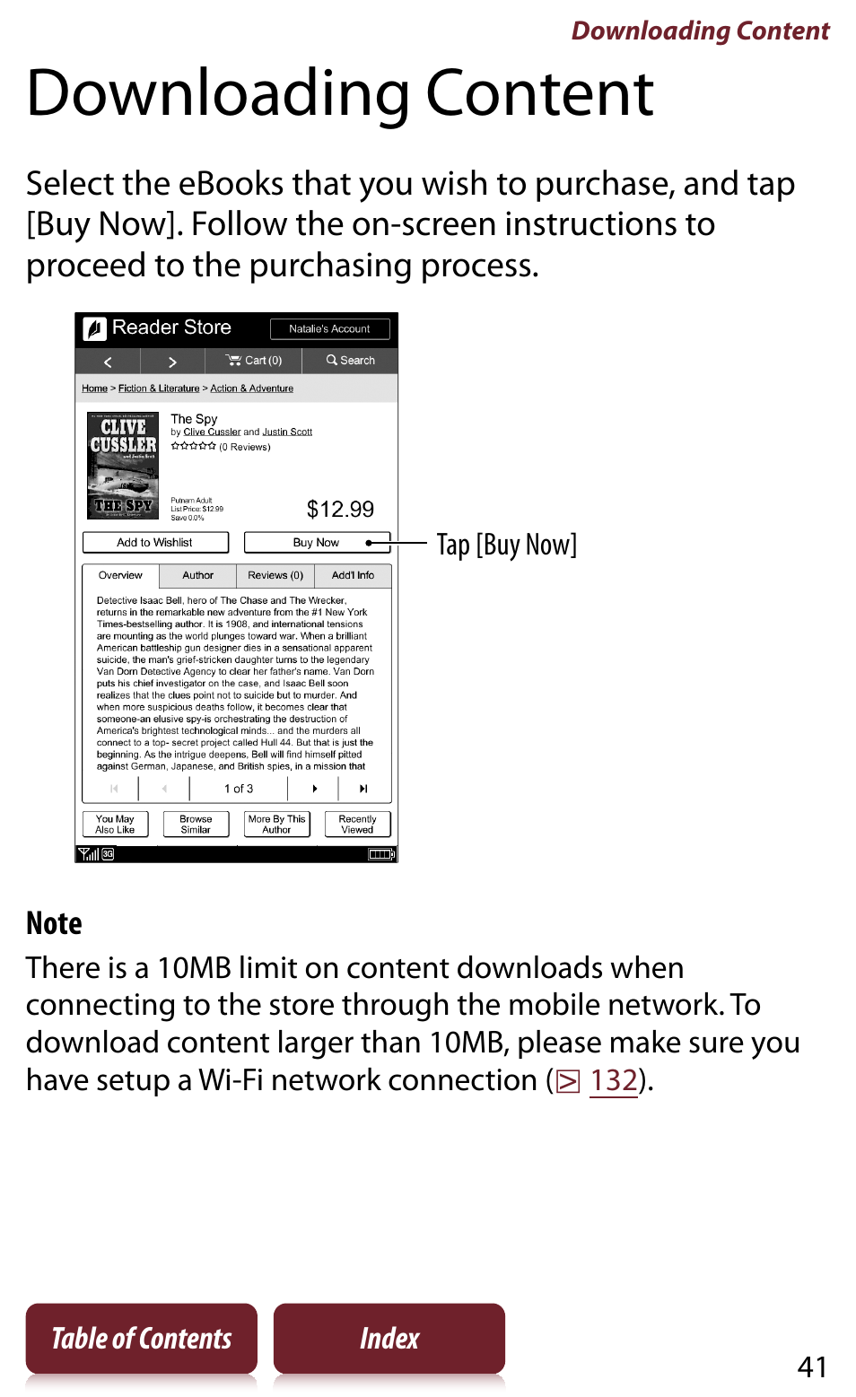 Downloading content | Sony Reader PRS-950 User Manual | Page 41 / 180