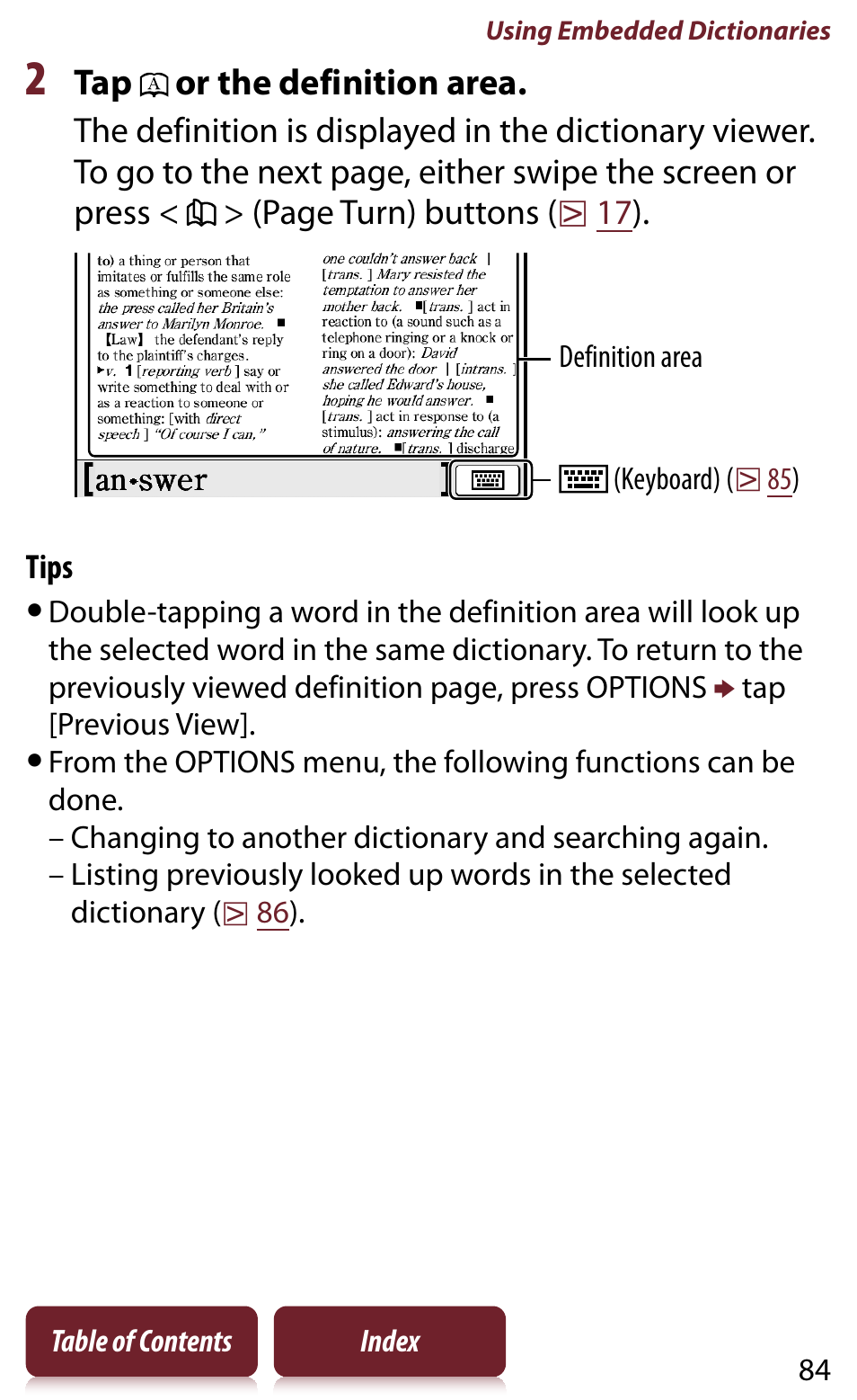 Tap or the definition area | Sony Reader PRS-950 User Manual | Page 84 / 180