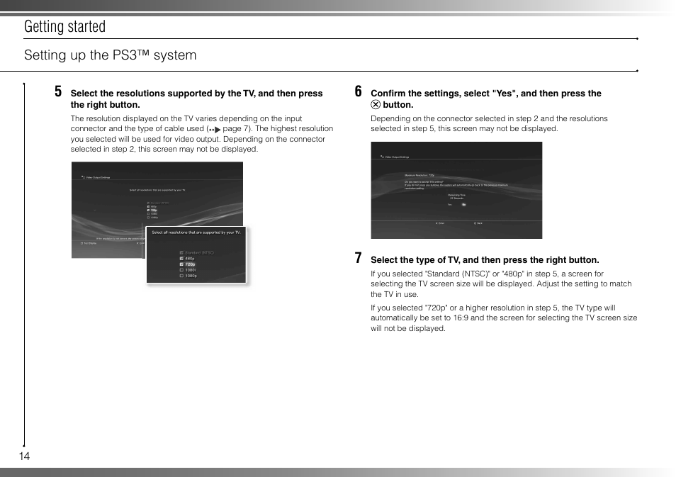 Getting started, Setting up the ps3™ system | Sony 40GB Playstation 3 CECHH01-1.90 User Manual | Page 14 / 100