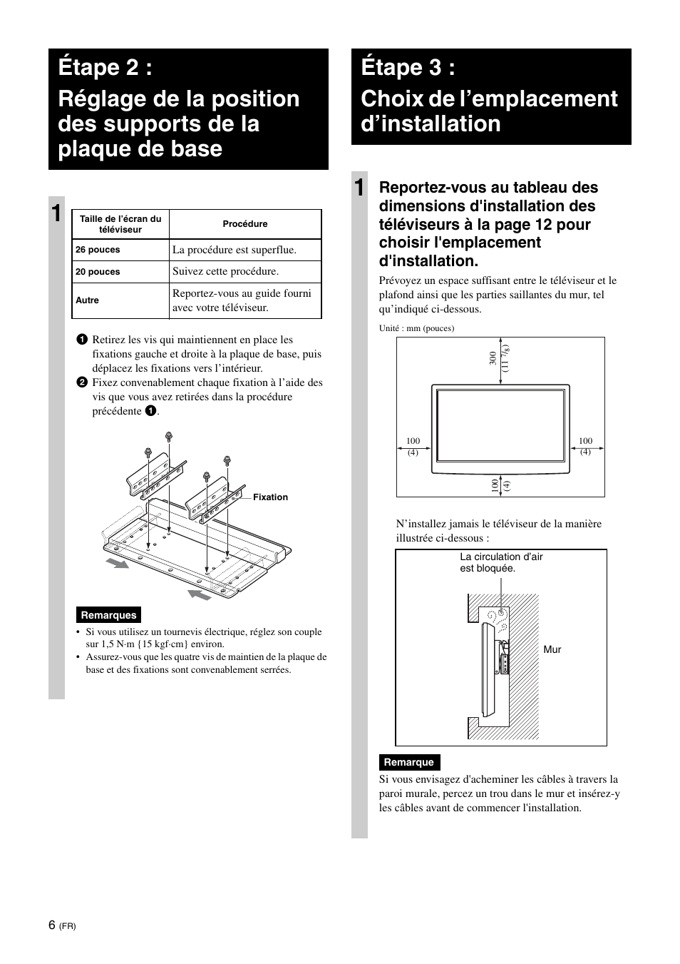Étape 3 :choix de l’emplacement d’installation, Étape 3 : choix de l’emplacement d’installation 1 | Sony SU-WL100  EU User Manual | Page 18 / 112
