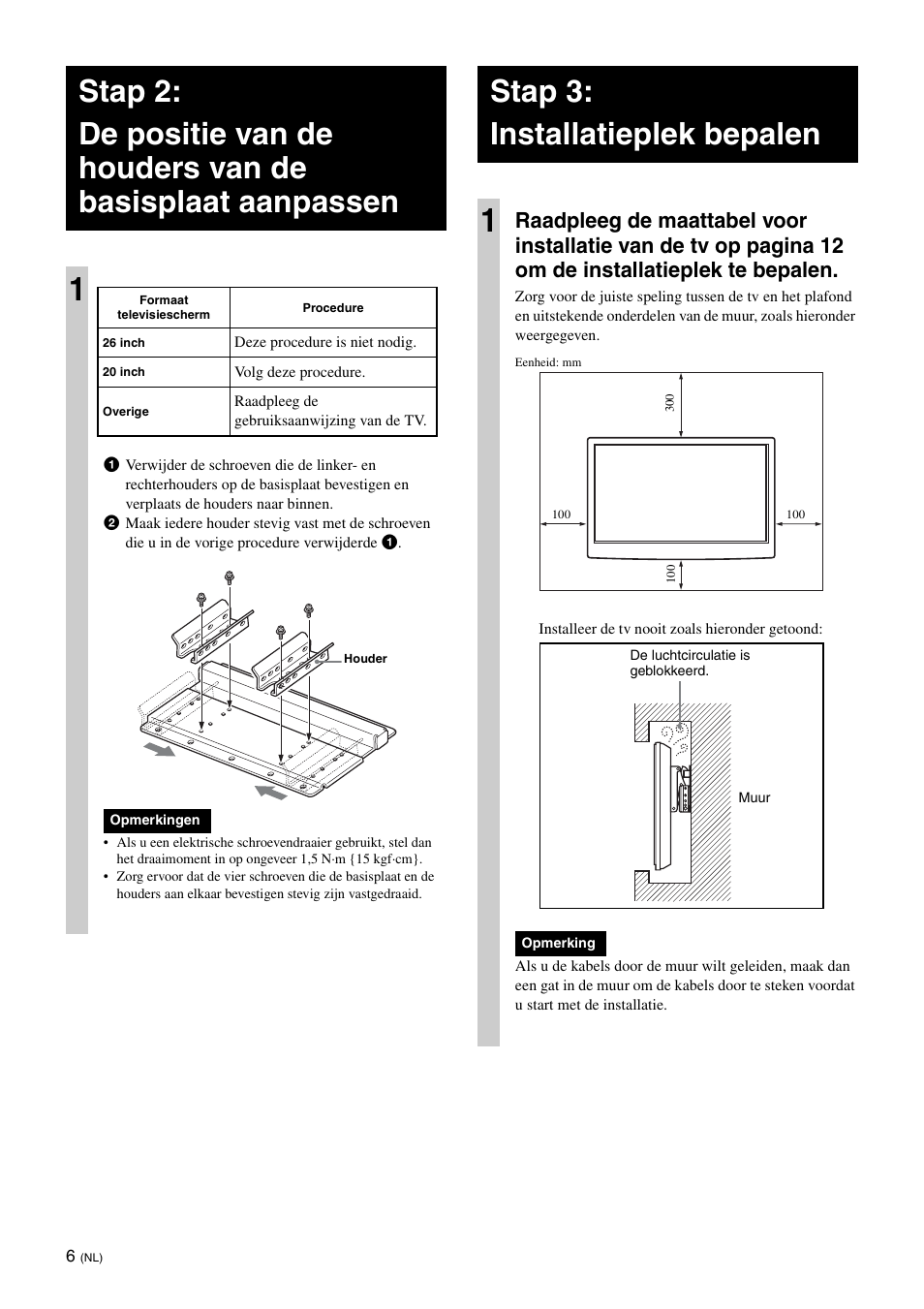 Stap 3:installatieplek bepalen, Stap 3: installatieplek bepalen 1 | Sony SU-WL100  EU User Manual | Page 56 / 112