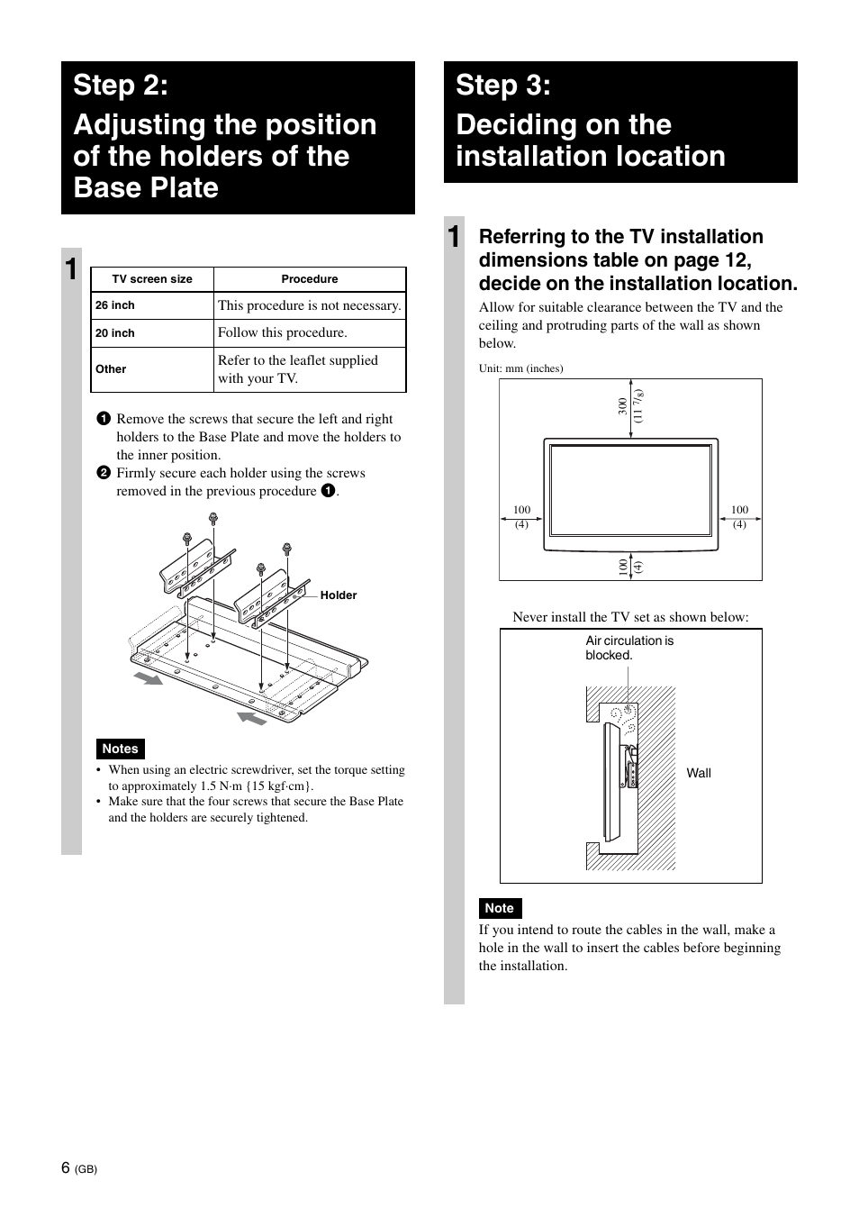 Step 3:deciding on the installation location, Step 3: deciding on the installation location 1 | Sony SU-WL100  EU User Manual | Page 6 / 112