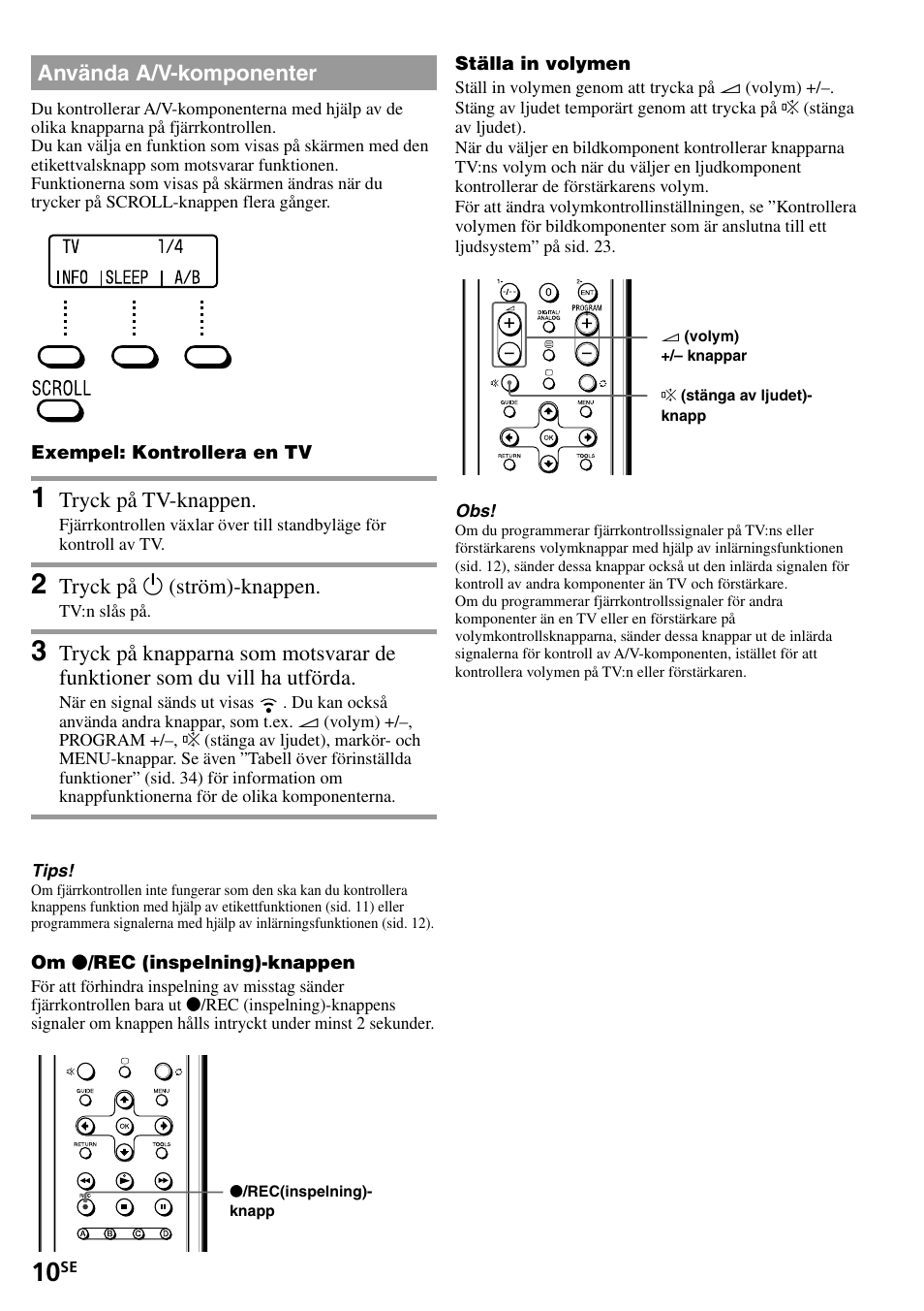 Använda a/v-komponenter | Sony RM-VL1400T User Manual | Page 142 / 180