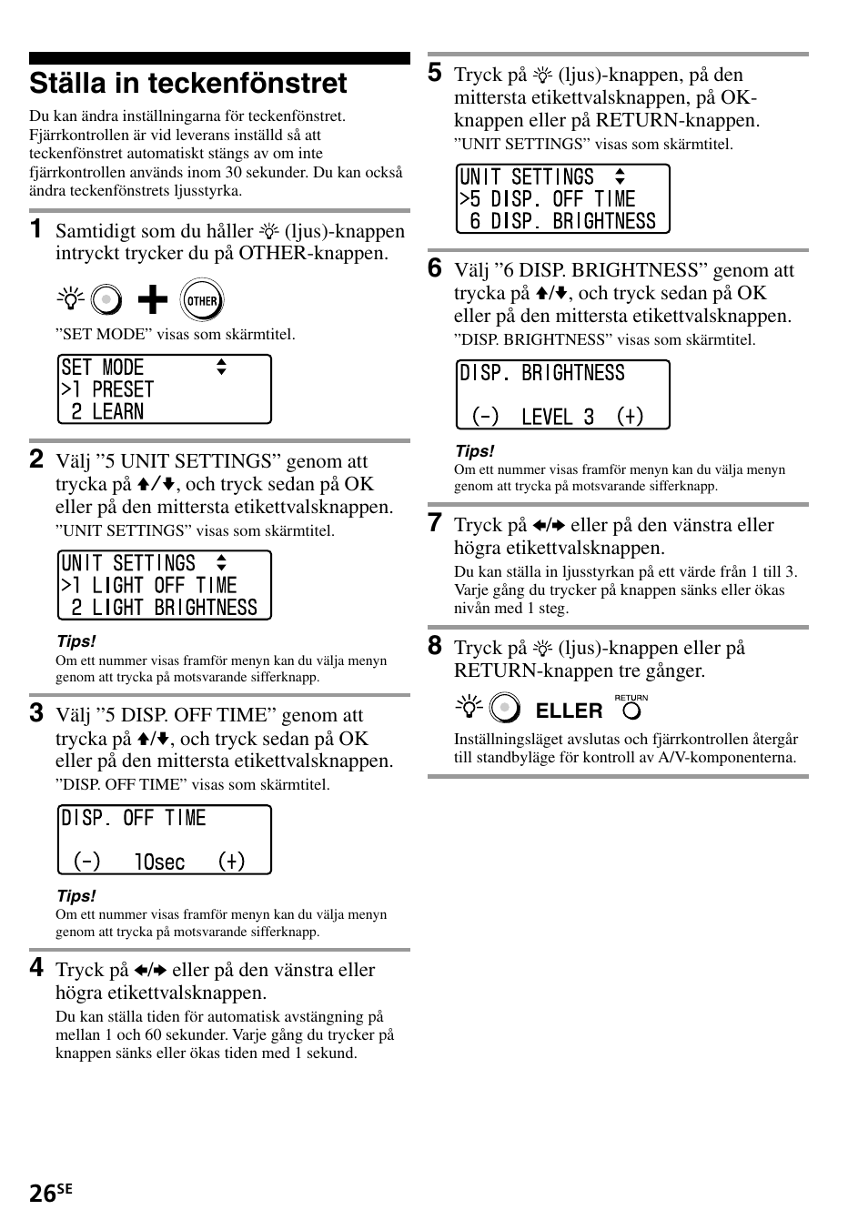 Ställa in teckenfönstret | Sony RM-VL1400T User Manual | Page 158 / 180