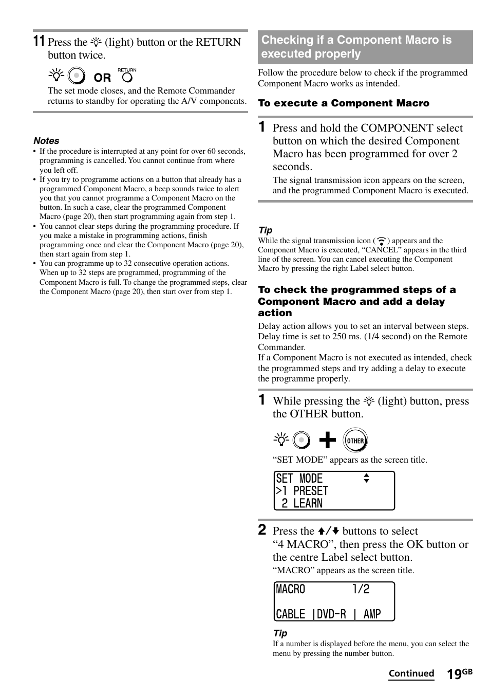 Checking if a component macro is executed properly, Checking if a component macro is executed, Properly | Sony RM-VL1400T User Manual | Page 19 / 180