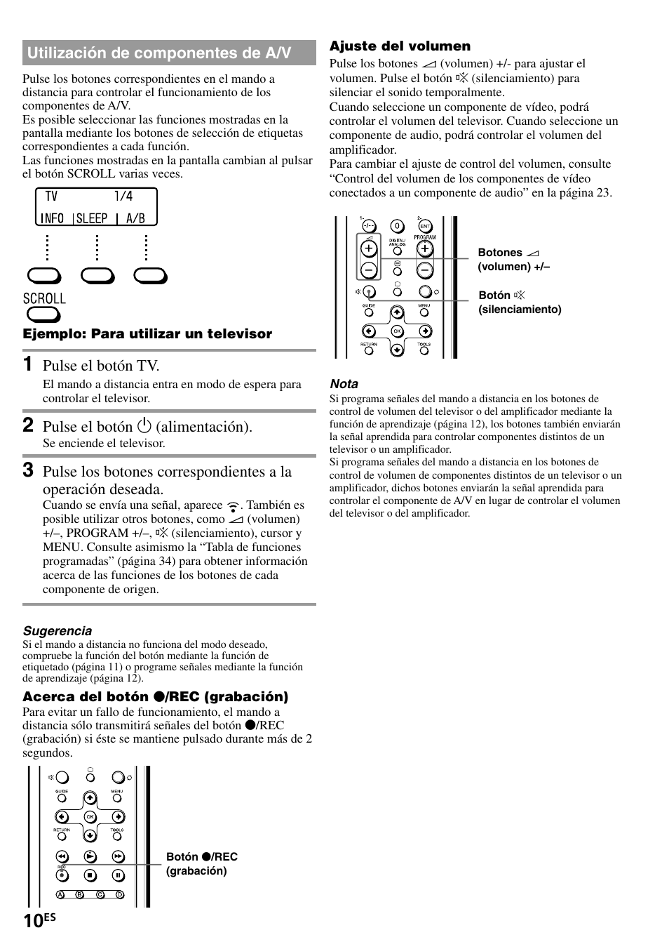 Utilización de componentes de a/v | Sony RM-VL1400T User Manual | Page 54 / 180