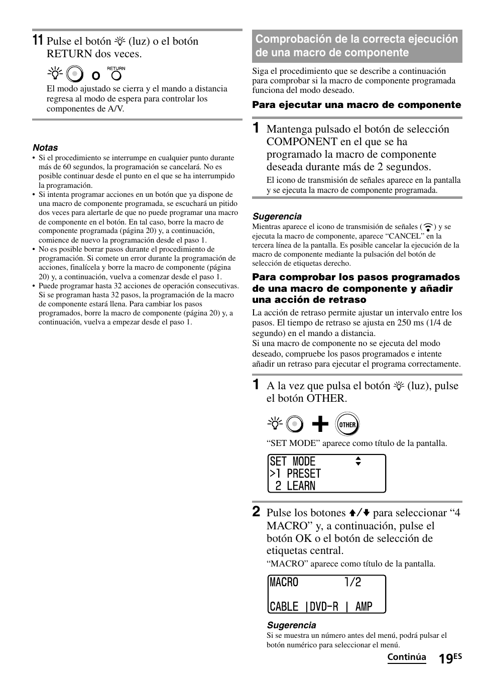 Comprobación de la correcta ejecución de una, Macro de componente | Sony RM-VL1400T User Manual | Page 63 / 180