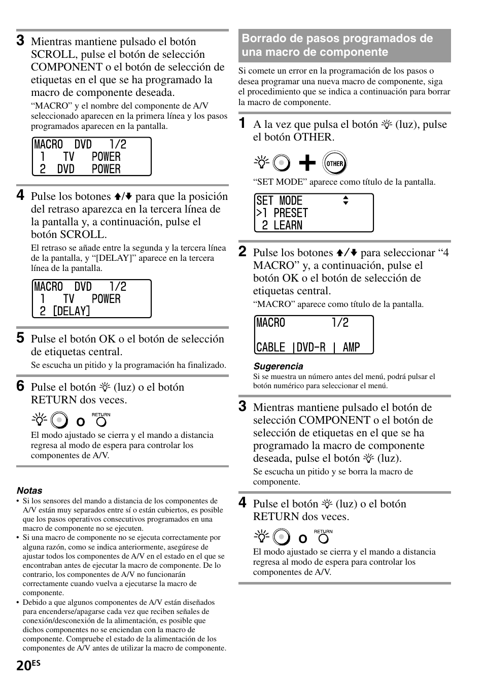 Borrado de pasos programados de una macr, De componente | Sony RM-VL1400T User Manual | Page 64 / 180