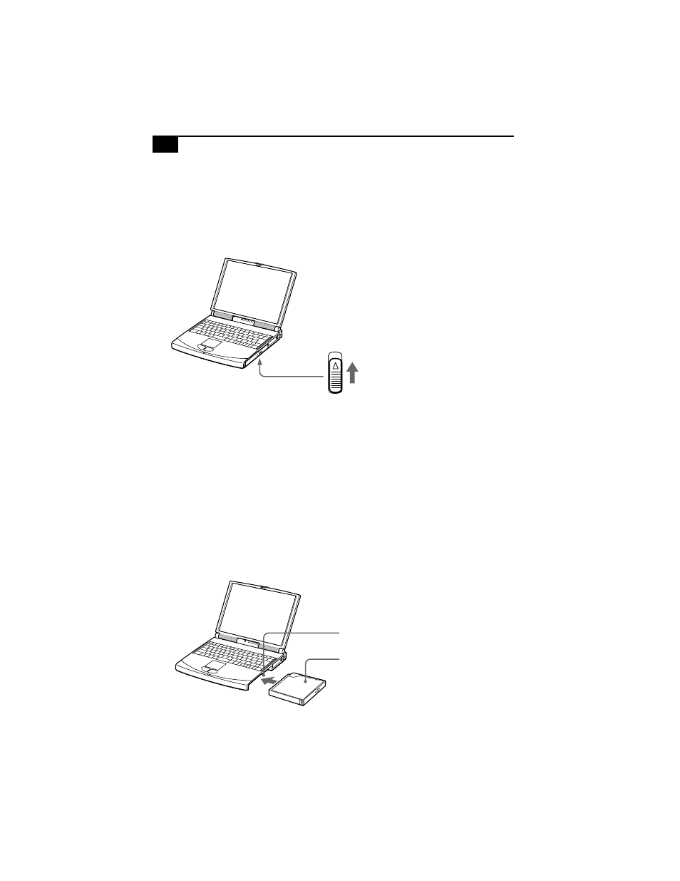 To remove the dvdrom drive, To reinsert the dvd-rom drive | Sony PCG-838 User Manual | Page 38 / 121